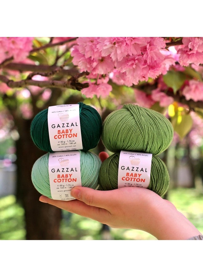 غزال 5 خصلات (عبوة) إجمالي 8.8 أونصة. خيوط قطنية من غازال بيبي، كل منها 1.76 أونصة (50 جم) / 150 ياردة (165 مترًا) غزل ناعم ناعم للأطفال 60% قطن (أحمر 3418) - Image 5