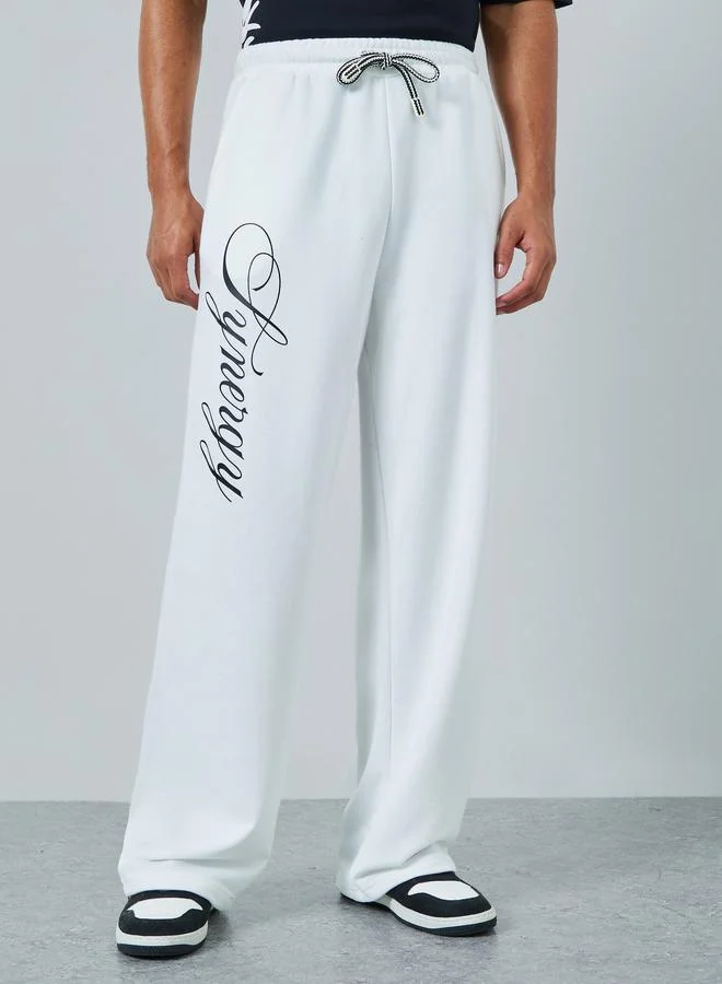 Men Text Print Oversized Joggers