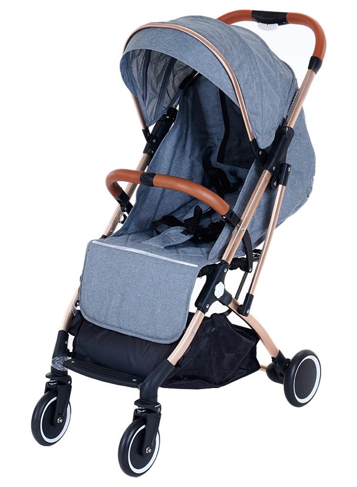 ينيكو باعربة أطفال يونيكو HY الكلاسيكية – عربة قابلة للطي وخفيفة الوزن مع مظلة قابلة للتعديل، ومقعد قابل للإمالة، وحزام أمان وسلة تخزين – ركوب سلس مع عجلات ممتصة للصدمات – مناسبة للمواليد والأطفال الصغار – تصميم أنيق باللون الرمادي الداكن - Image 1