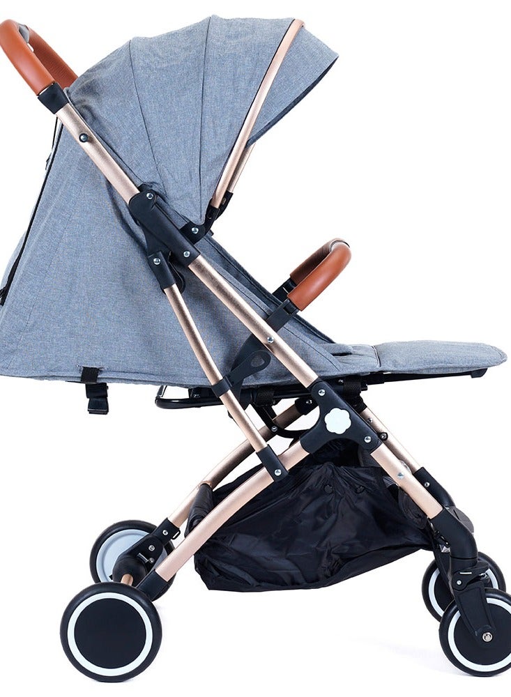 ينيكو باعربة أطفال يونيكو HY الكلاسيكية – عربة قابلة للطي وخفيفة الوزن مع مظلة قابلة للتعديل، ومقعد قابل للإمالة، وحزام أمان وسلة تخزين – ركوب سلس مع عجلات ممتصة للصدمات – مناسبة للمواليد والأطفال الصغار – تصميم أنيق باللون الرمادي الداكن - Image 2