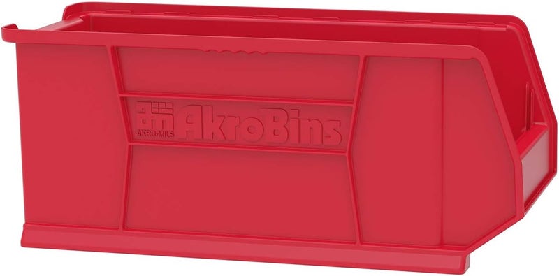 AkroMils 30287 Super-Size AkroBins Plastic Storage Bins, Space-Saving Stackable Bins for Garage, Classroom, Warehouse Organization, 24-Inch L x 11-Inch W x 10-Inch H, Red, 4-Pack - Image 2