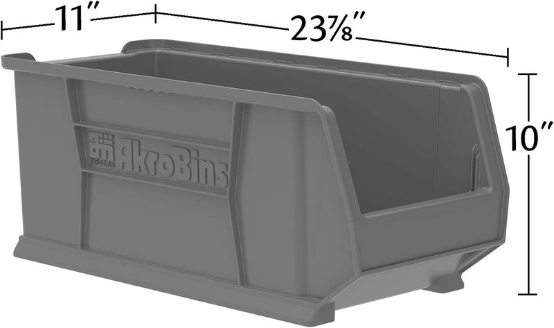 AkroMils 30287 Super-Size AkroBins Plastic Storage Bins, Space-Saving Stackable Bins for Garage, Classroom, Warehouse Organization, 24-Inch L x 11-Inch W x 10-Inch H, Red, 4-Pack - Image 4