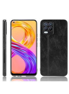 HuHa Case Cover For Realme 8 4G / Realme 8 Pro Shockproof Sewing Cow Pattern Skin PC + PU + TPU Case Black 