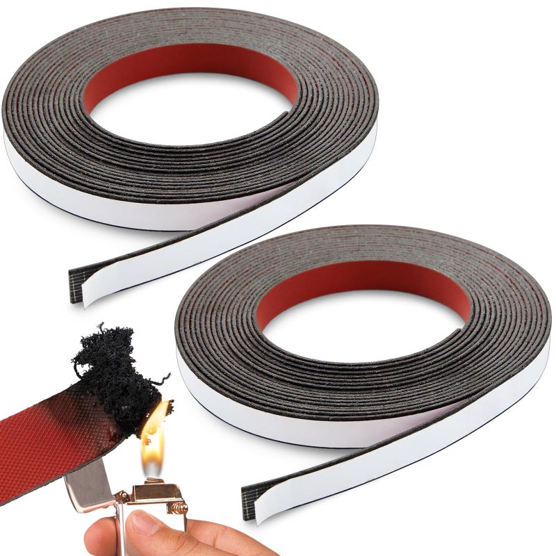 Innconee 2 Rolls Intumescent Smoke Seal Strip Tape Flexible Expanding Fire Door Strips Adhesive Backed Composite Rubber Smoke Gasket Seal for Fire Windows Steel Doors 06 x 008 x 98Roll - Image 2