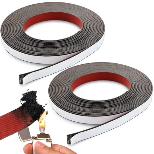 Innconee 2 Rolls Intumescent Smoke Seal Strip Tape Flexible Expanding Fire Door Strips Adhesive Backed Composite Rubber Smoke Gasket Seal for Fire Windows Steel Doors 06 x 008 x 98Roll - Image 1