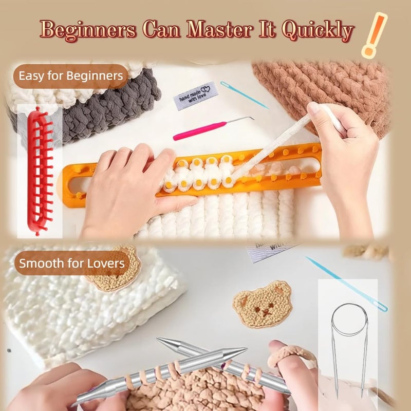 Yarniss Knitting Loom Kits with Plush Yarn for Beginner,Knitting Scarf Kits with Step by Step Tutorial,Learn to Knit Kit for Teens & Adults - Image 3