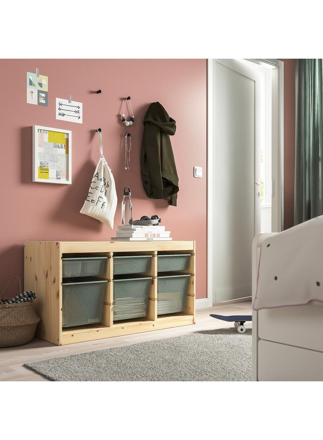 Zaboon Storage combination, light white stained pine/light green-grey, 93x44x52 cm  - Image 2