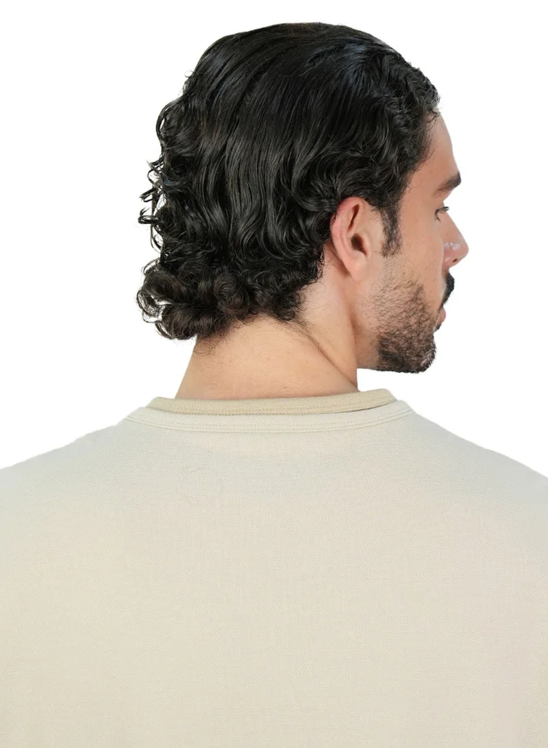 GIORDANO  Men’s Loose Jacquard Interlock Crew Neck Short Sleeve Tee for Men | Best Price UAE