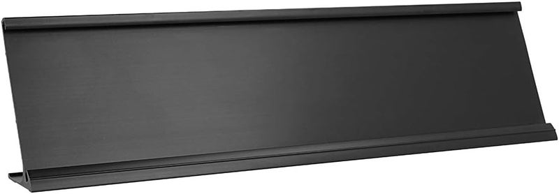 ExcelMark 2"x 8"Aluminum Name Plate Holder for Desk - Office Business Door Sign Holder - Black - Image 1