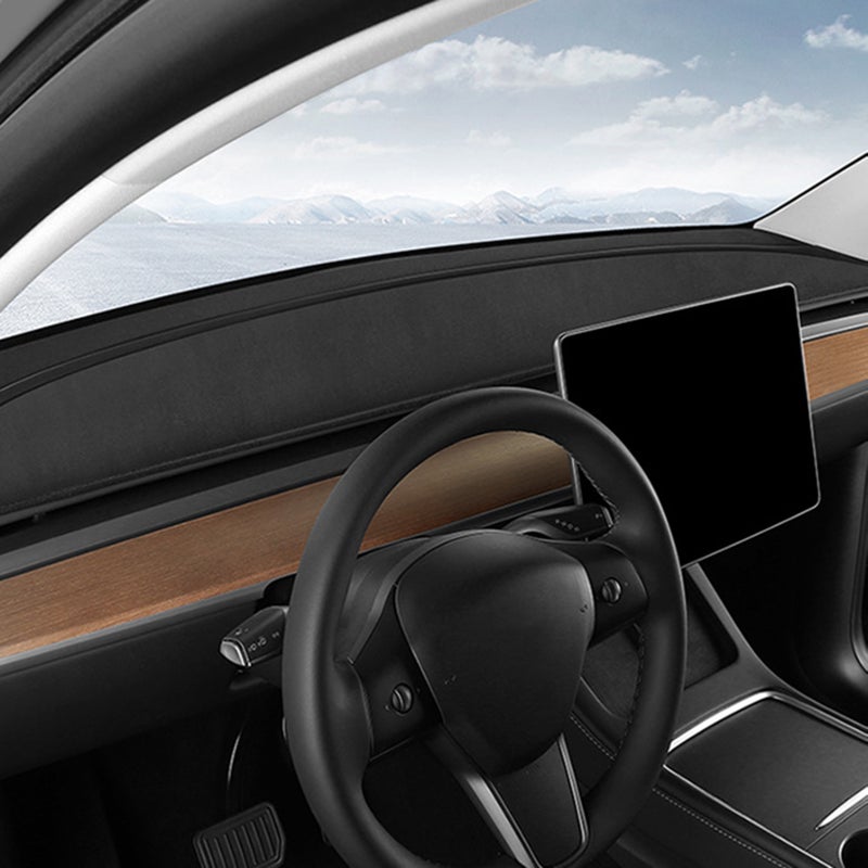 Dashboard Cover, Non Slip Car Flannel Dash Board Mat Replacement for Tesla Model 3, Model Y 19-22 Black - Image 2