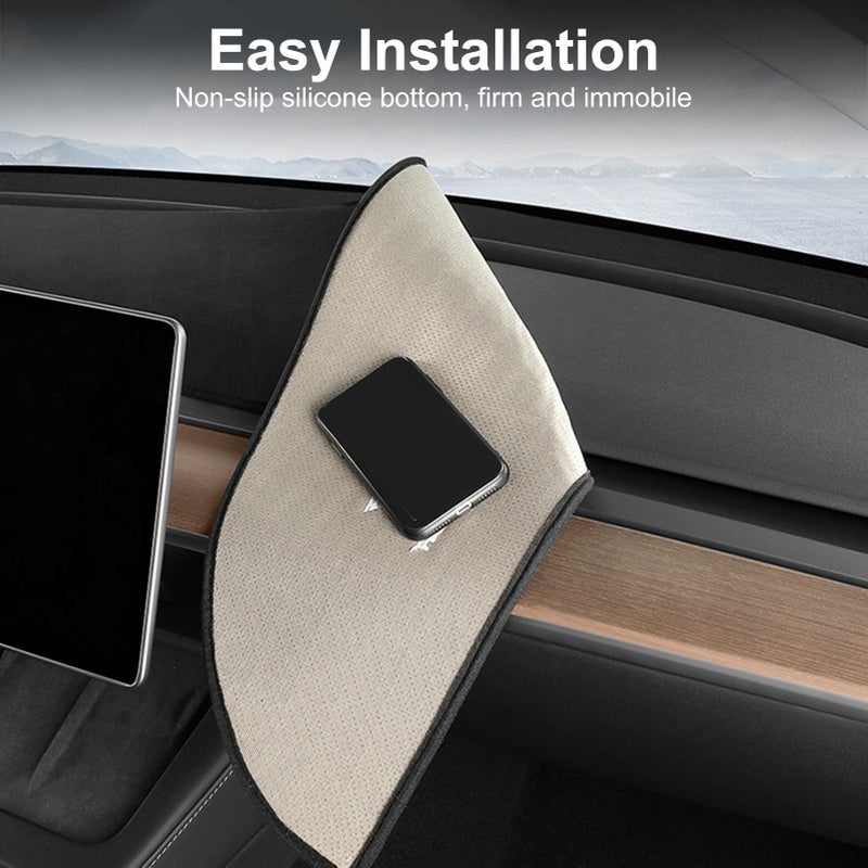 Dashboard Cover, Non Slip Car Flannel Dash Board Mat Replacement for Tesla Model 3, Model Y 19-22 Black - Image 4