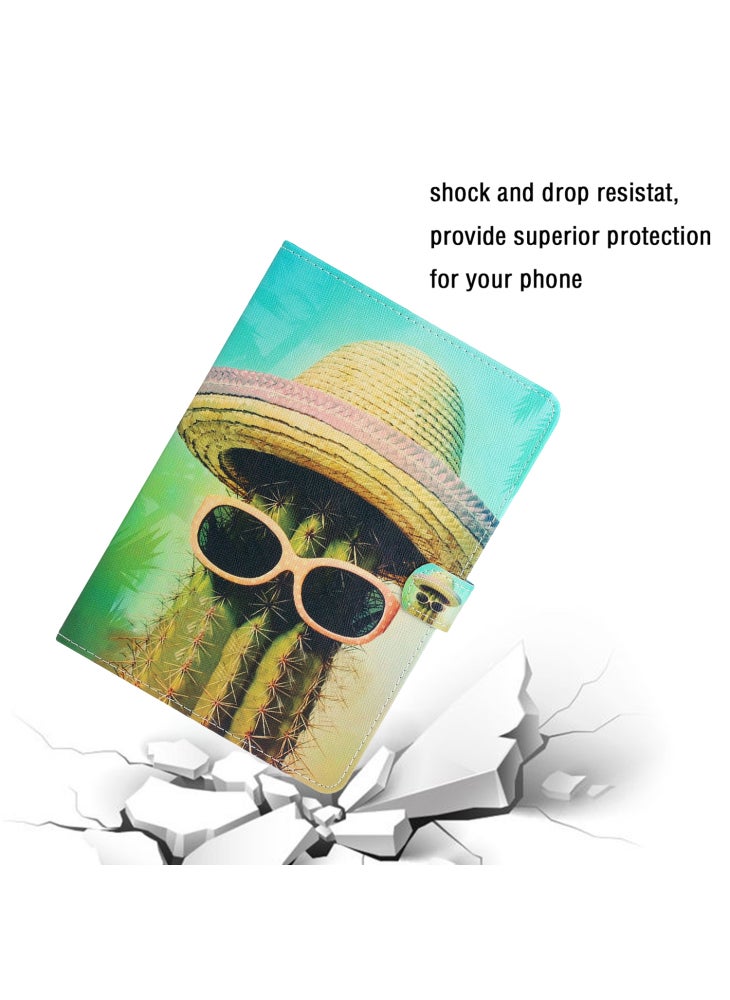 For iPad Pro 11 (2024) Case Pattern Printed Leather Tablet Cover Stand Pen Holder - Cactus - Image 5