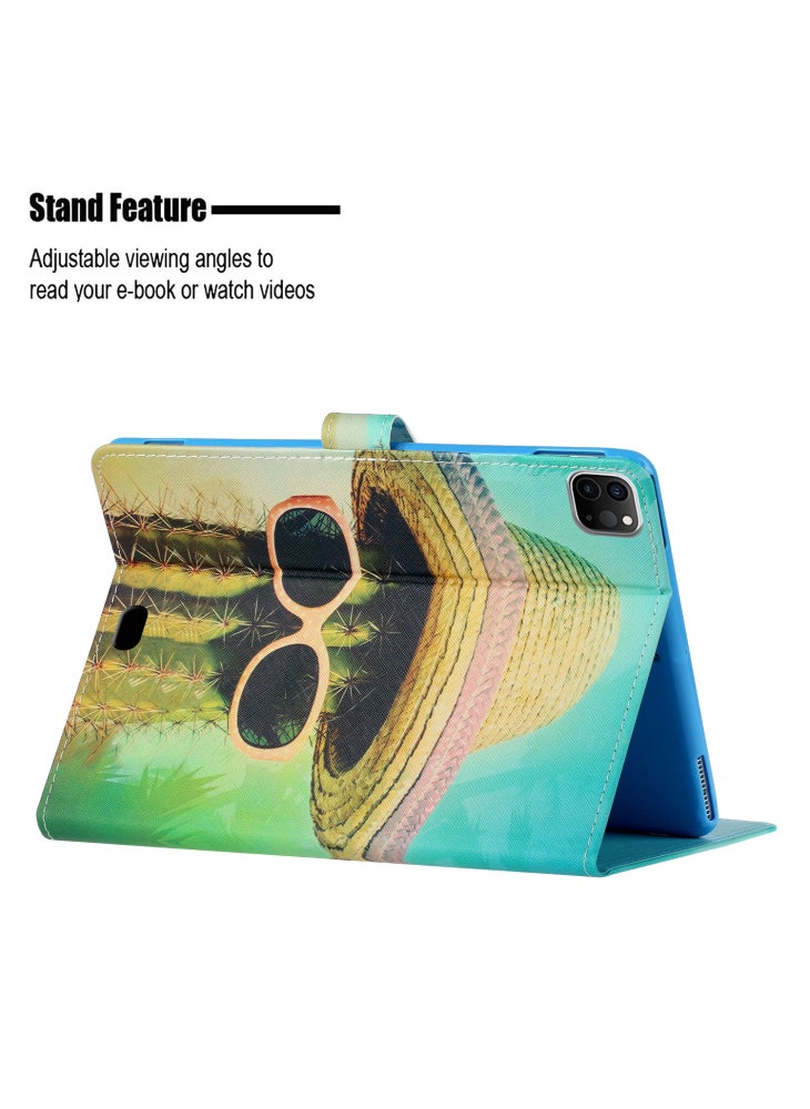 For iPad Pro 11 (2024) Case Pattern Printed Leather Tablet Cover Stand Pen Holder - Cactus - Image 4