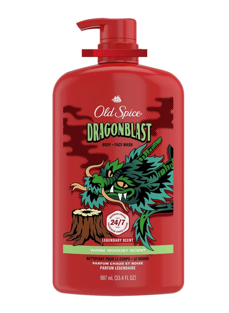 Old Spice Body & Face Wash Wild Collection Dragonblast, Warm Woodsy Scent - 987 ml (Pack Of 1) - Image 1