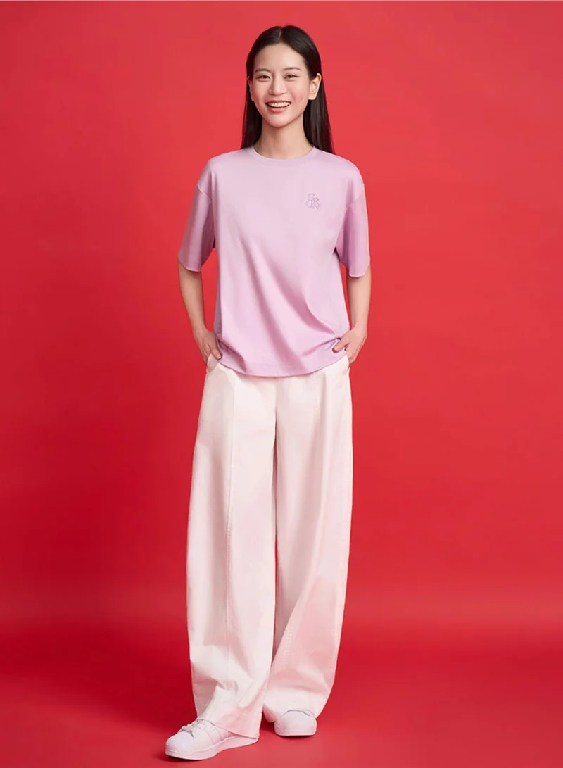 GIORDANO  Women’s Embroidered Cotton Liquid Touch Tee for Women | Best Price UAE