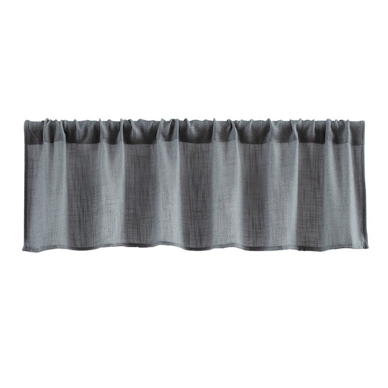 Valea Home Burlap Look Soft Natural Grey Valance Semi Sheer Rod Pocket Window Curtain Valance Rustic Home Dcor 56 by 14 Inches