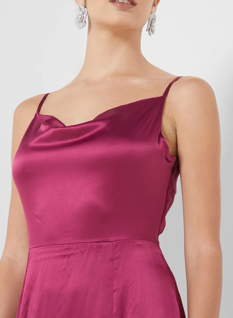 Chi Chi London Petite Satin Cowl Maxi Dress