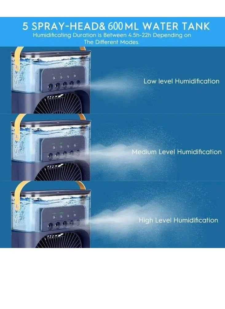 Generic - Portable Air Cooler Fan Mini Cooler for Home with 3 Speed Mode, Mist Fan with Water Spray, 7Color LED and Timer,Personal Cooler Desk Fan for Shop,Office,Kitchen - Image 1