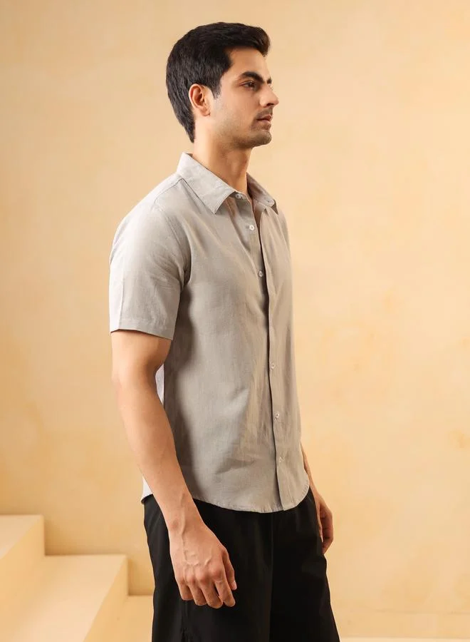 ترولوم قميص قطن سادة بقصة عادية للرجال