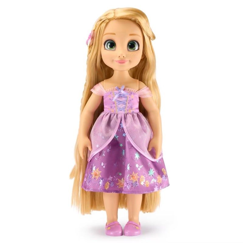 Disney store دمية رابونزل الرسمية من متجر ديزني 16 بوصة ألعاب الأميرات من ديزني مع عيون عاكسة وبؤبؤ وقزحية ثلاثية الأبعاد وزي مفصل ومشط وحذاء يأتي في صندوق عرض - Image 3