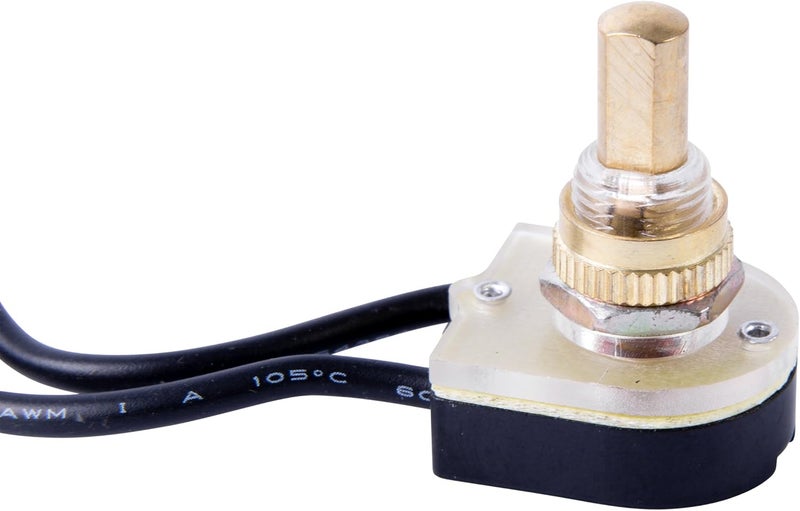 Gardner Bender GSW-25 Double Insulated Electrical Push Button Switch, SPST, ON-Off, 6 A/125V AC with 6 inch Wire Terminal