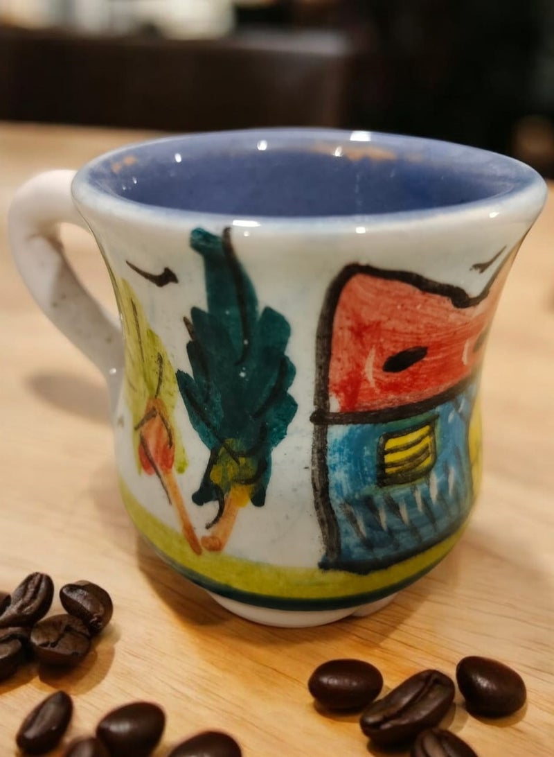 color zone pottery Arabic coffee cup, microwave safe, handmade  - Image 1