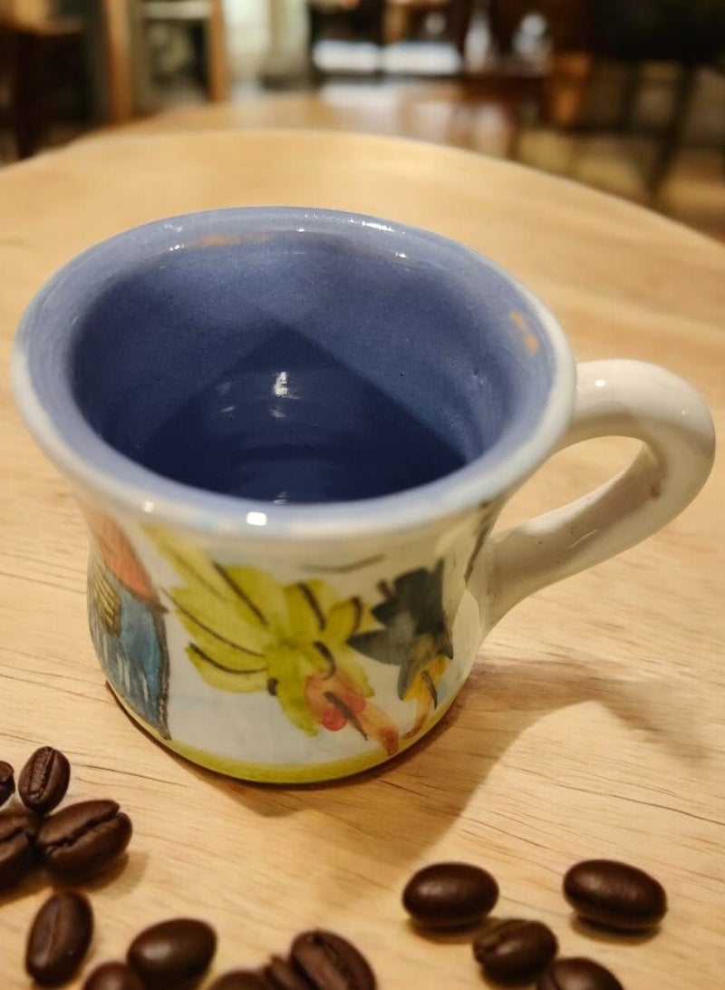 color zone pottery Arabic coffee cup, microwave safe, handmade  - Image 4