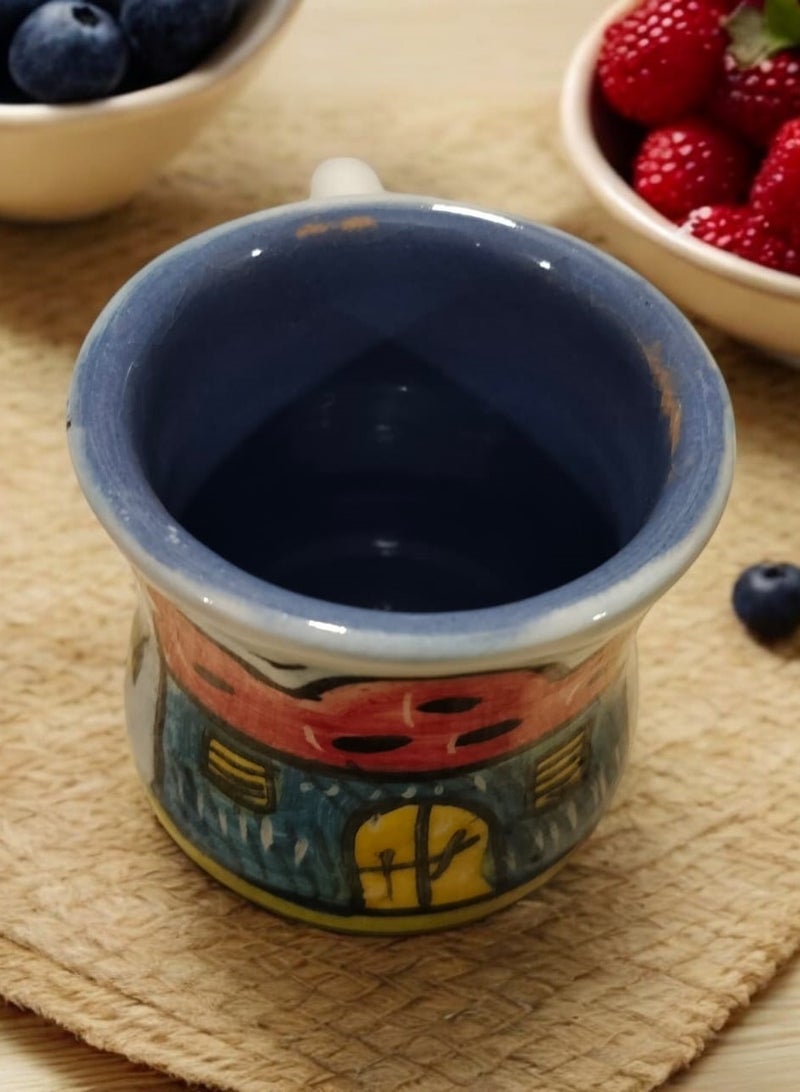 color zone pottery Arabic coffee cup, microwave safe, handmade  - Image 3