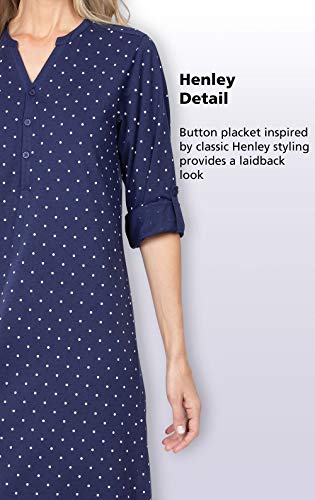 PajamaGram Women's Nightgowns & Sleepshirts - Night Gown, Navy Polka Dot, LG - Image 4