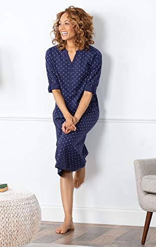 PajamaGram Women's Nightgowns & Sleepshirts - Night Gown, Navy Polka Dot, LG - Image 3