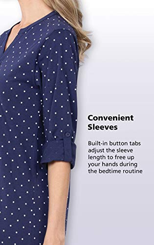 PajamaGram Women's Nightgowns & Sleepshirts - Night Gown, Navy Polka Dot, LG - Image 5