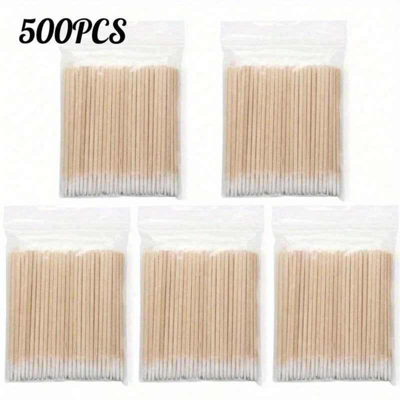 Pointed Swab With Stick 500 Pieces Disposable Makeup Nail Polish Touch Up Eyebrow Cleaning Personal Car Care - Image 4