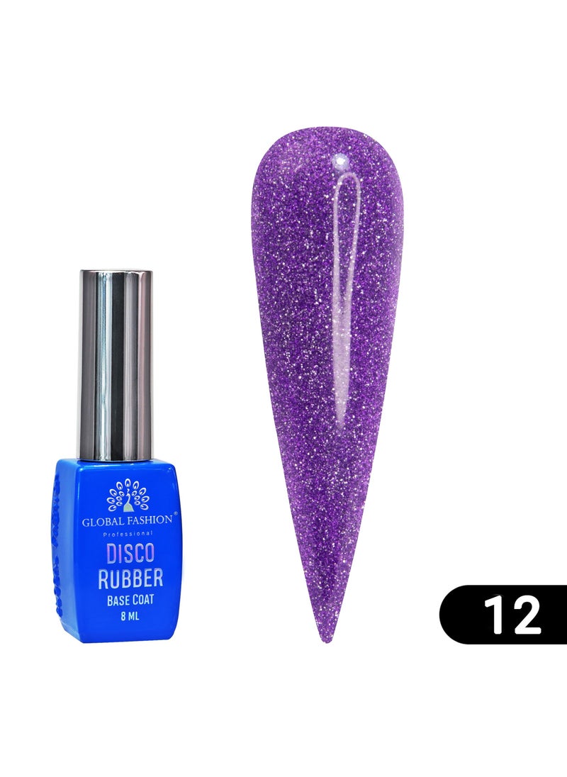 GLOBAL FASHION - Global Fashion Disco Reflective Rubber Base | 8ml | Long-lasting Shine | Nail Art | (12) - Image 1