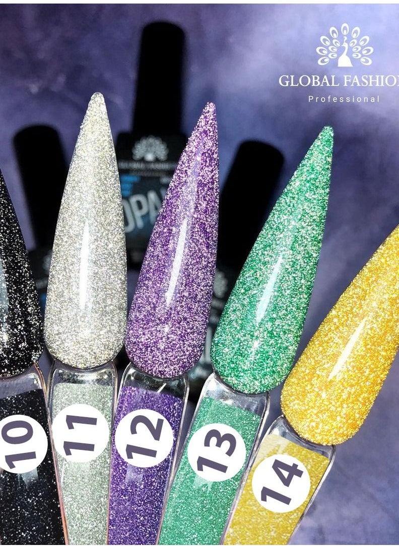 GLOBAL FASHION - Global Fashion Disco Reflective Rubber Base | 8ml | Long-lasting Shine | Nail Art | (12) - Image 1