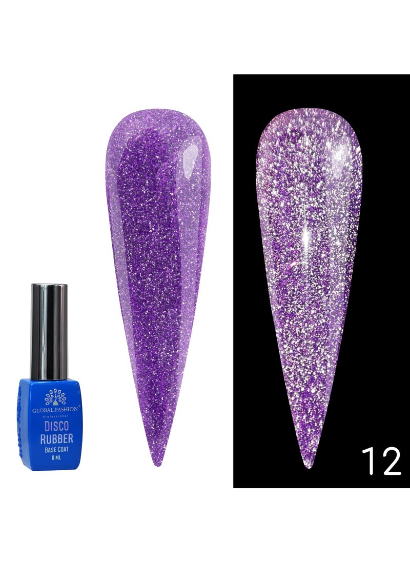 GLOBAL FASHION - Global Fashion Disco Reflective Rubber Base | 8ml | Long-lasting Shine | Nail Art | (12) - Image 1