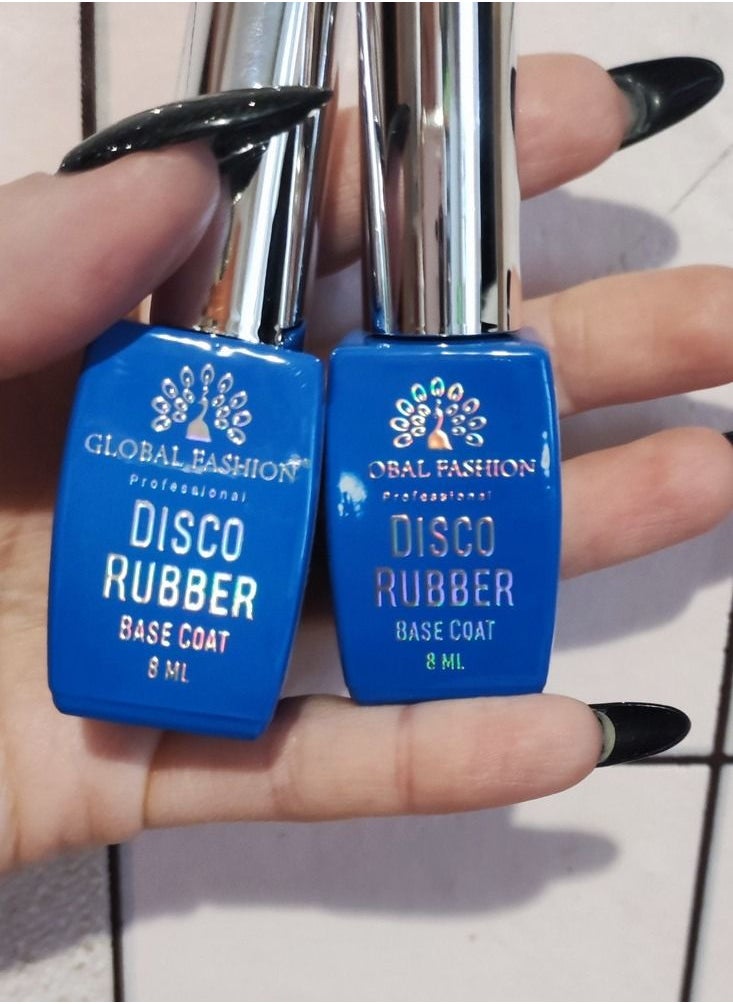 GLOBAL FASHION - Global Fashion Disco Reflective Rubber Base | 8ml | Long-lasting Shine | Nail Art | (12) - Image 1