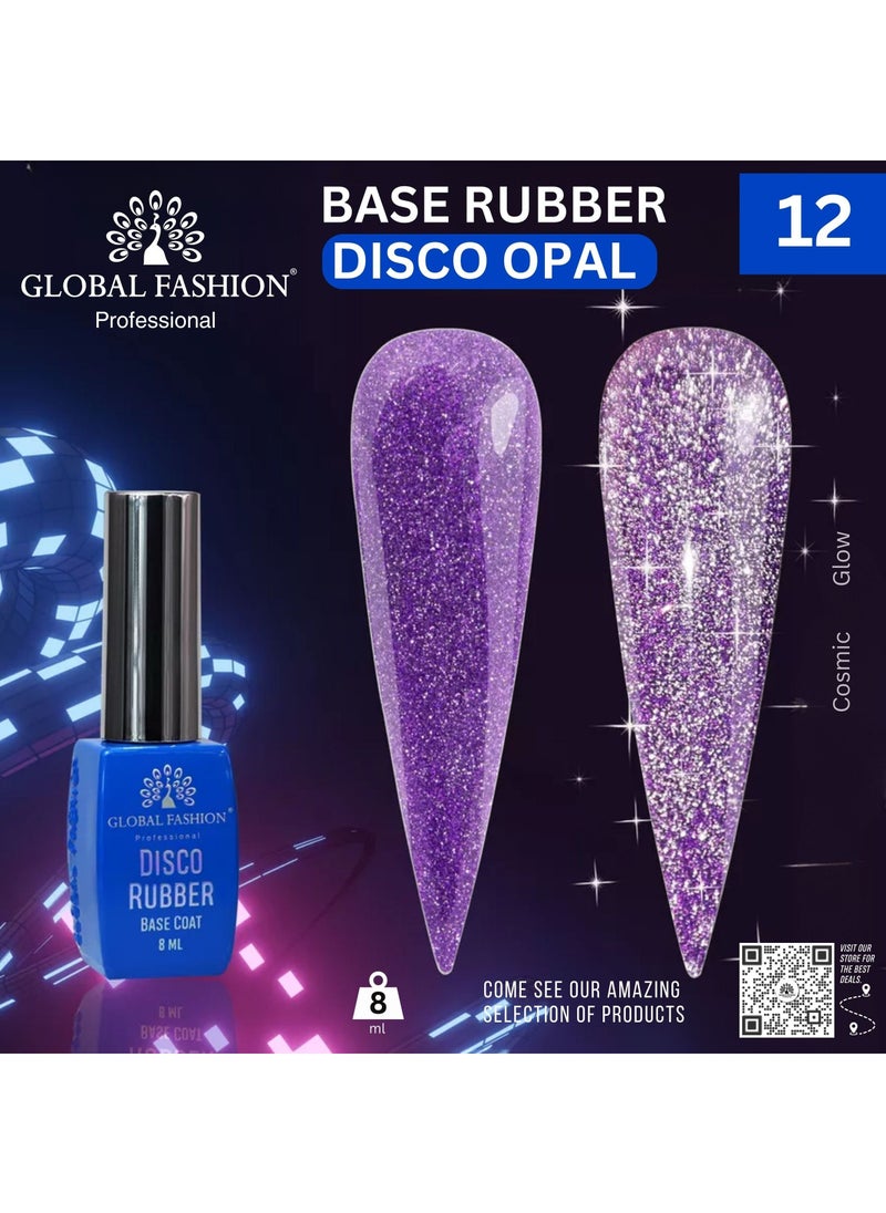 GLOBAL FASHION - Global Fashion Disco Reflective Rubber Base | 8ml | Long-lasting Shine | Nail Art | (12) - Image 1