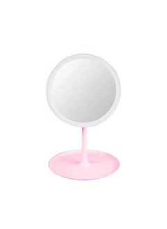 Huitich Round Adjustable LED Makeup Mirror with Storage Tray Pink, Touch Control, Vanity Mirror  - Image 1