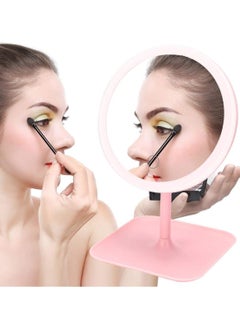Huitich Round Adjustable LED Makeup Mirror with Storage Tray Pink, Touch Control, Vanity Mirror  - Image 4