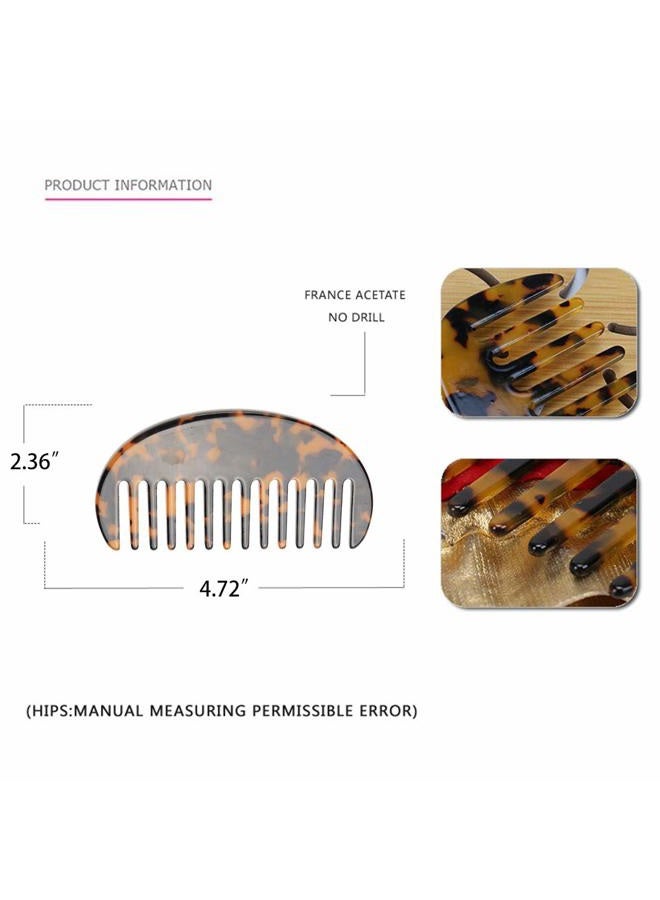 Kinyanco 2PCS Large Hair Detangling Comb Wide Tooth Pocket Comb French Design Hair Brush Paddle Hair Comb Detangler Tortoise Shell Styling Comb for Thick and Straight Curly Hair - Image 2