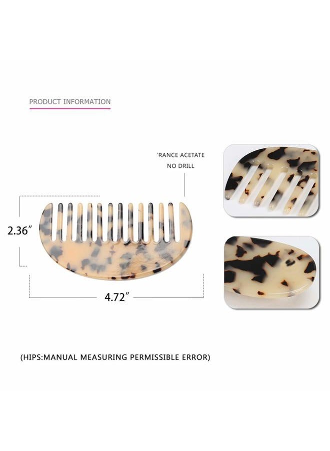 Kinyanco 2PCS Large Hair Detangling Comb Wide Tooth Pocket Comb French Design Hair Brush Paddle Hair Comb Detangler Tortoise Shell Styling Comb for Thick and Straight Curly Hair - Image 3