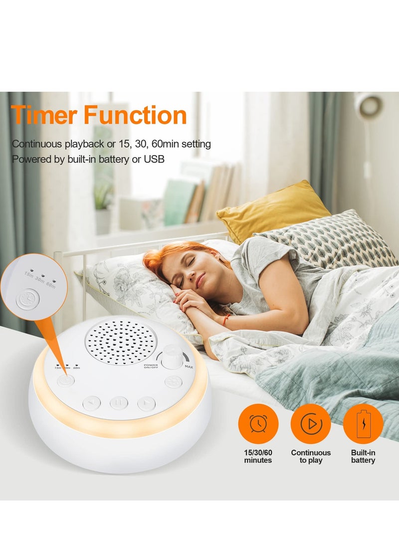Portable Sleep Sound Machine for Baby Adult, 16 Soothing Sound Noise Maker with Night Light, Travel White Noise Machine Features Battery, 3 Sleep Timer  Memory Function, Sound Therapy - Image 4