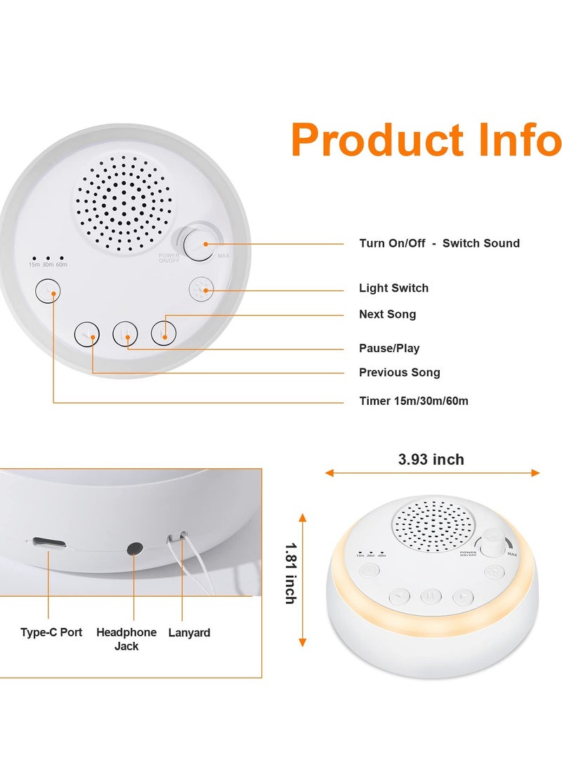 Portable Sleep Sound Machine for Baby Adult, 16 Soothing Sound Noise Maker with Night Light, Travel White Noise Machine Features Battery, 3 Sleep Timer  Memory Function, Sound Therapy - Image 5