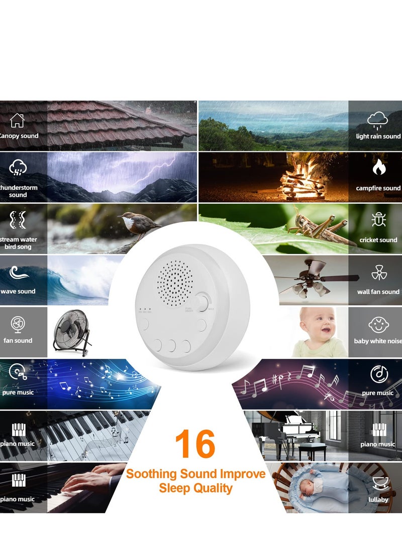 Portable Sleep Sound Machine for Baby Adult, 16 Soothing Sound Noise Maker with Night Light, Travel White Noise Machine Features Battery, 3 Sleep Timer  Memory Function, Sound Therapy - Image 2