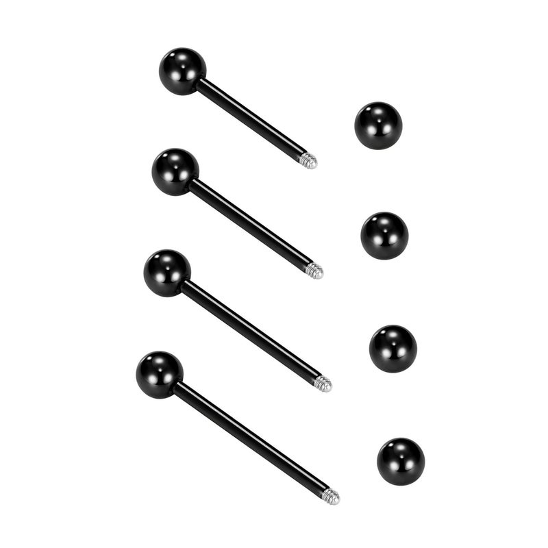 VCMART Nipple Rings Tongue Rings Stainless Steel Straight 14G Barbells Piercing Jewelry Black 12mm,14mm,16mm,18mm - Image 2