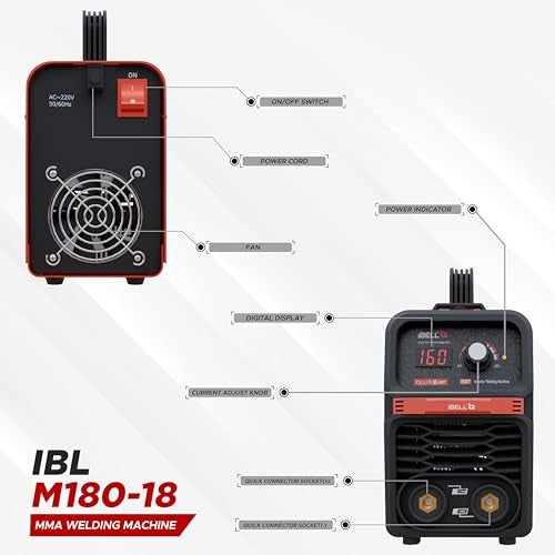 IBELL TOOLS iBELL M180-18 Inverter ARC Compact Welding Machine (IGBT) 180A | Built-in Hot Start, Anti-Stick, Arc Force | Supports 1–3.2mm Electrodes | 220V- 1 year warranty - Image 4
