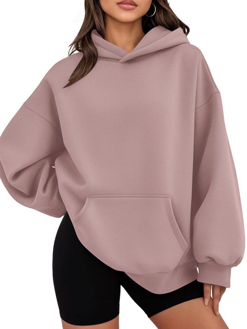 WYNNQUE Hoodies for Women Oversized Sweatshirts Fall Fashion Outfits 2026 Casual Sweaters Tops Fleece Plus Size Workout Comfy Winter Clothes DarkPink L - Image 1