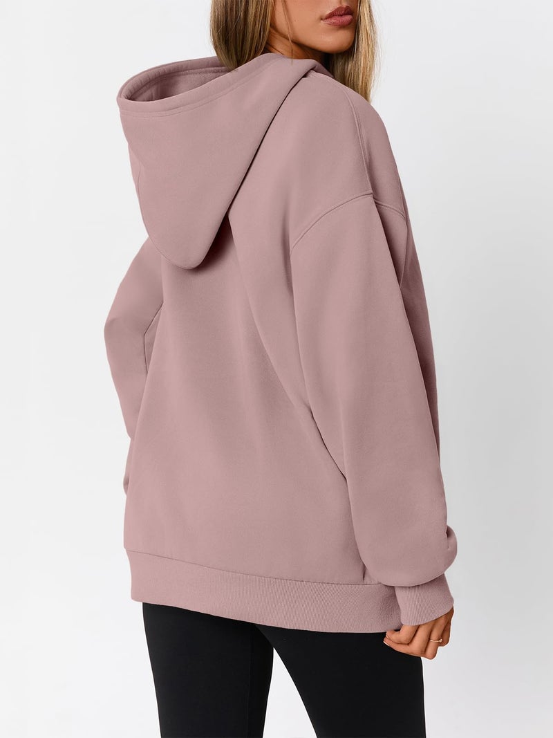 WYNNQUE Hoodies for Women Oversized Sweatshirts Fall Fashion Outfits 2026 Casual Sweaters Tops Fleece Plus Size Workout Comfy Winter Clothes DarkPink L - Image 4