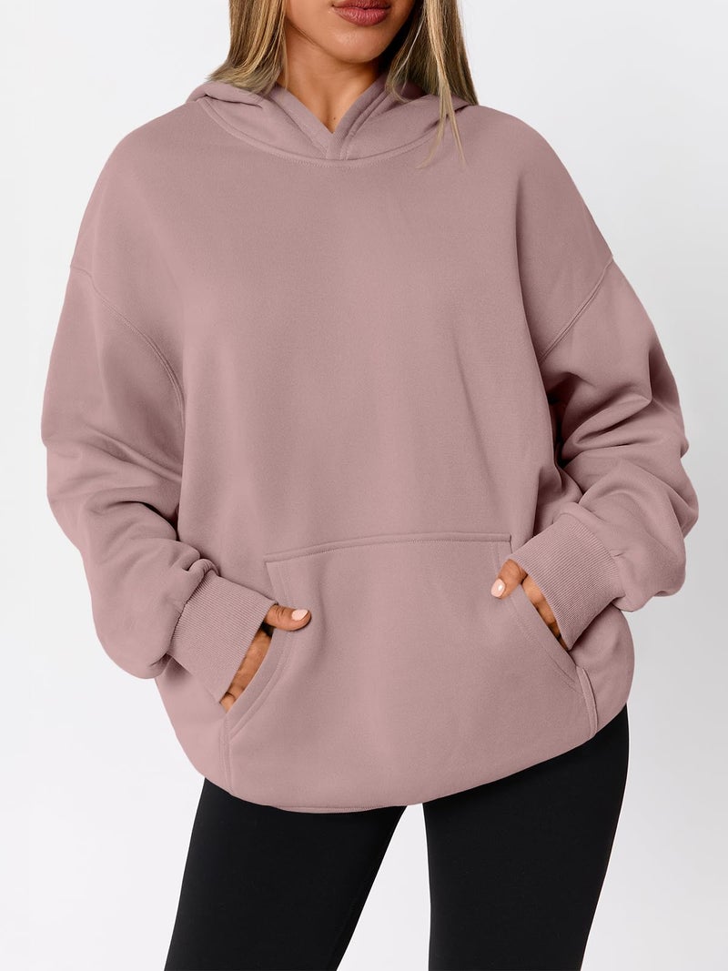 WYNNQUE Hoodies for Women Oversized Sweatshirts Fall Fashion Outfits 2026 Casual Sweaters Tops Fleece Plus Size Workout Comfy Winter Clothes DarkPink L - Image 3