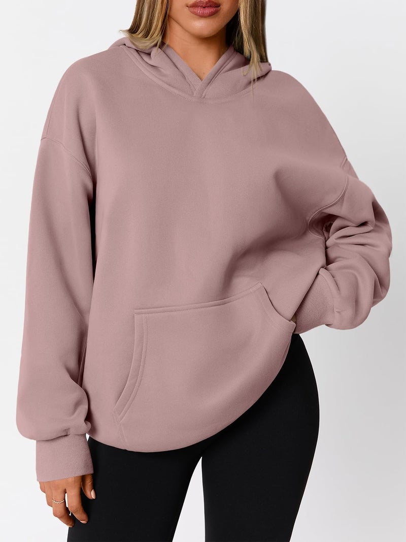 WYNNQUE Hoodies for Women Oversized Sweatshirts Fall Fashion Outfits 2026 Casual Sweaters Tops Fleece Plus Size Workout Comfy Winter Clothes DarkPink L - Image 2